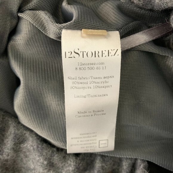 12 Storeez Wool Pencil Skirt XS Grey Drawstring Elastic Waist Pockets Lined - Picture 5 of 5